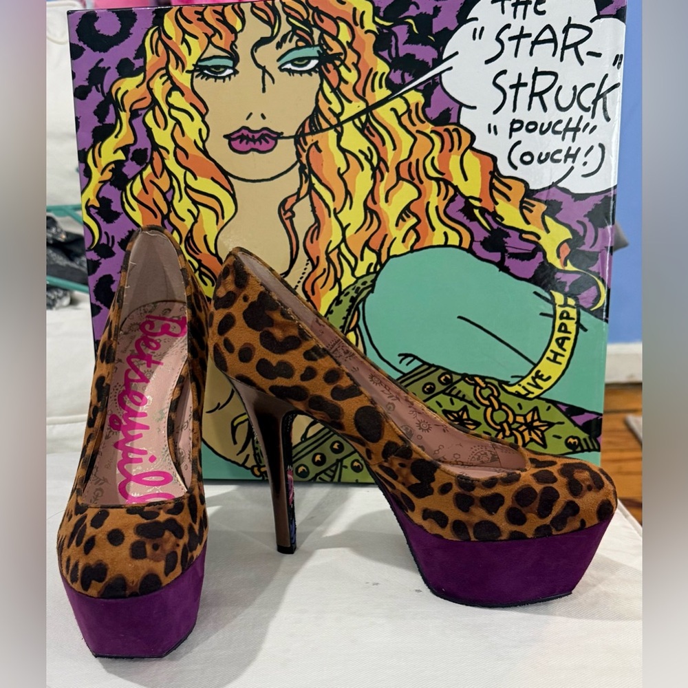 Betsey Johnson. - Betseyville Leopard pump with purple lining